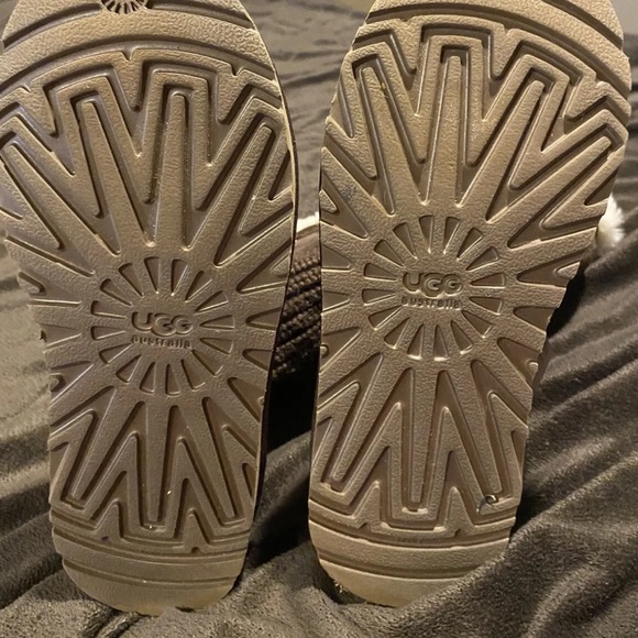 Ugg cable knit sweater shearling lined sz 5 brown boots - Picture 7 of 7